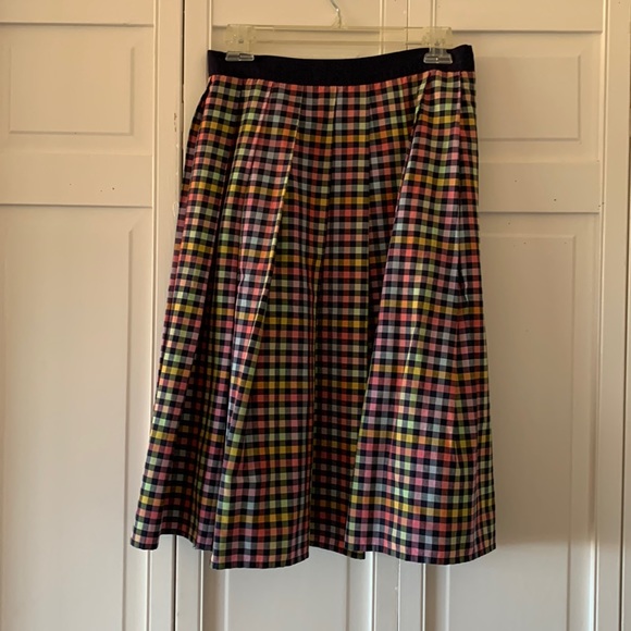 1901 NORDSTROMS MULTI COLORED CHECKERED PLEATED SKIRT - SIZE 8 - Picture 2 of 8